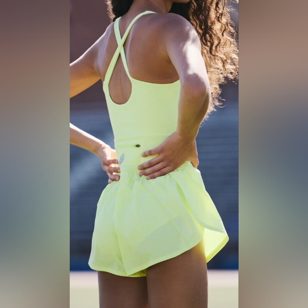 Free People Runsie Yellow Athletic Romper - Picture 3 of 8